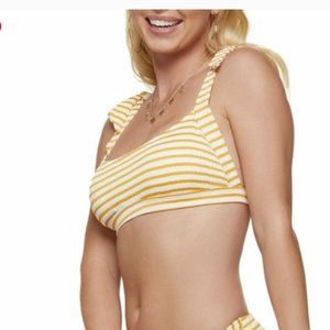 Jessica Simpson Sunshine Stripe Tie Shoulder Bikini Top XL